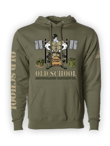 Hoodie OS "Veterans" Mil Green - Old School Bodybuilding Clothing Co.