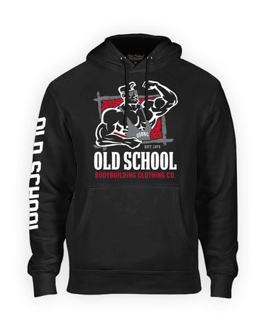 Hoodie "Red Frame" Black - Old School Bodybuilding Clothing Co.