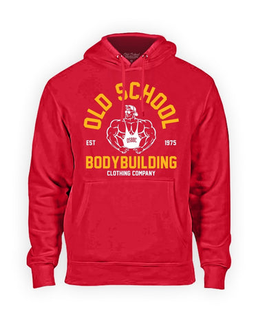 Hoodie "Vintage Gold's" Cardinal Red - Old School Bodybuilding Clothing Co.