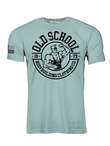 OS "1975 Circle" Seafoam Heather 60/40 Tee Shirt - Old School Bodybuilding Clothing Co.