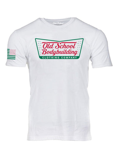 OS "Krispy" White 60/40 Tee Shirt - Old School Bodybuilding Clothing Co.