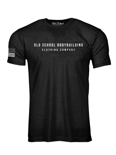 OS "Letters" Black 60/40 Tee Shirt - Old School Bodybuilding Clothing Co.