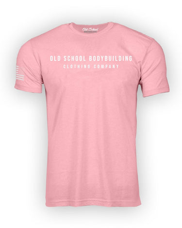 OS "Letters" Light Pink Heather 60/40 Tee Shirt - Old School Bodybuilding Clothing Co.