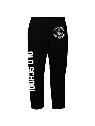 OS Open Bottom 50/50 Black Sweat Pants - Old School Bodybuilding Clothing Co.