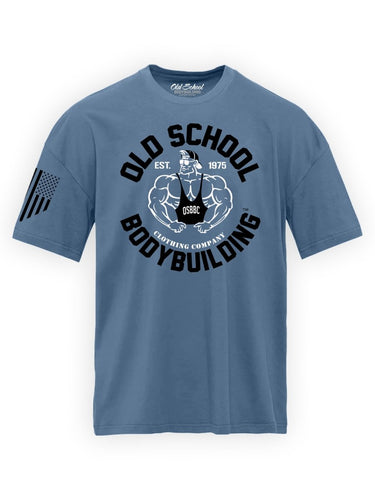OS "Oversized" Blue Denim Tee Shirt - Old School Bodybuilding Clothing Co.