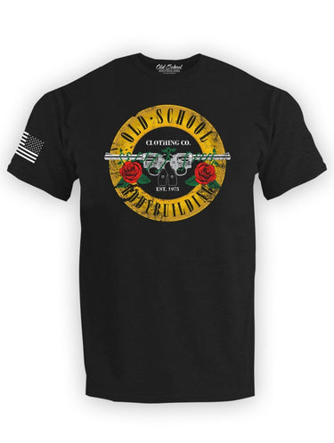 OS "Paradise City" Black Heather 60/40 Tee Shirt - Old School Bodybuilding Clothing Co.