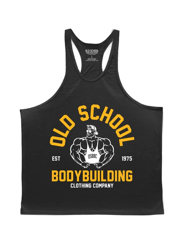 OS “Vintage Gold’s” Black Stringer - Old School Bodybuilding Clothing Co.