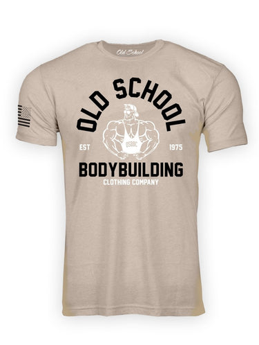 OS "Vintage Gold's" Heather Cream 60/40 Tee Shirt - Old School Bodybuilding Clothing Co.
