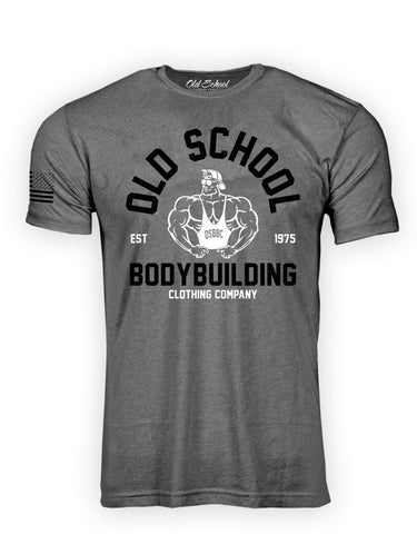 OS "Vintage Gold's" Heather Heavy Metal 60/40 Tee Shirt - Old School Bodybuilding Clothing Co.