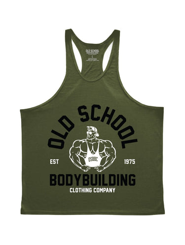 OS "Vintage Gold's" Mil Green Stringer - Old School Bodybuilding Clothing Co.