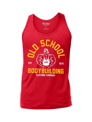 OS “Vintage Gold’s” Red Tank Top - Old School Bodybuilding Clothing Co.
