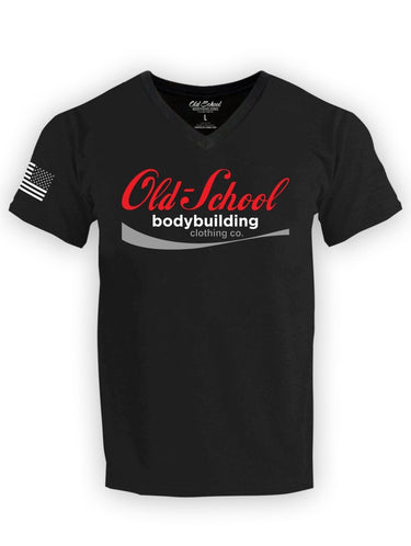 OS "Zero" Heather Black 60/40 V-Neck Tee Shirt - Old School Bodybuilding Clothing Co.