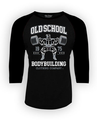3/4 Sleeve "Squat" Baseball Tee - Old School Bodybuilding Clothing Co.