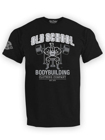 Classic Box Cut "Bench & Under Construction" Black Tee Shirt - Old School Bodybuilding Clothing Co.