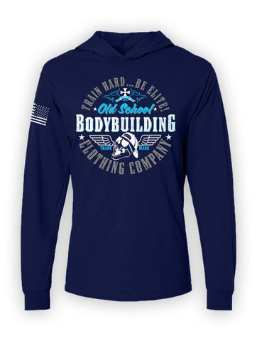 OS "Afflicted" Navy Blue Tee Shirt Hoodie - Old School Bodybuilding Clothing Co.
