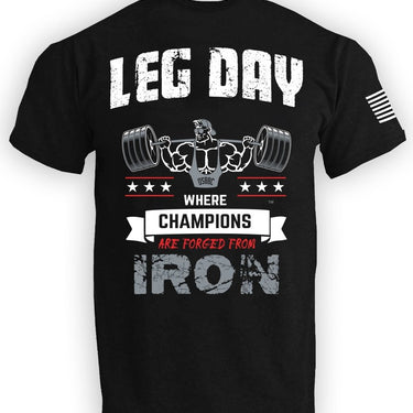 OS "Leg Day" Black 60/40 Tee Shirt - Old School Bodybuilding Clothing Co.