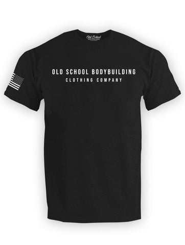 OS "Letters" Black Tee Shirt - Old School Bodybuilding Clothing Co.