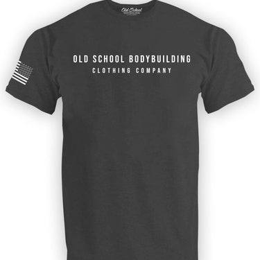 OS "Letters" Charcoal Heather 60/40 Tee Shirt - Old School Bodybuilding Clothing Co.