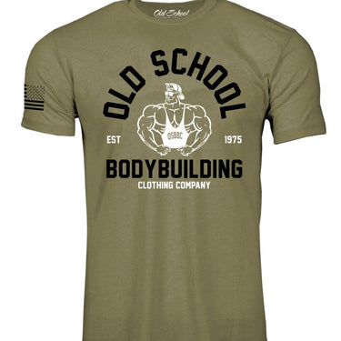 OS "Vintage Gold's" Heather Lt. Olive 60/40 Tee Shirt - Old School Bodybuilding Clothing Co.